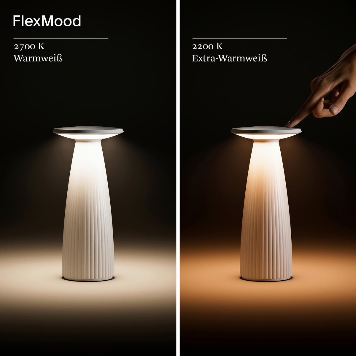 AKKU-TISCHLEUCHTE Nuflair 11,5/11,5/24 cm   - Weiß, Design, Metall (11,5/11,5/24cm)