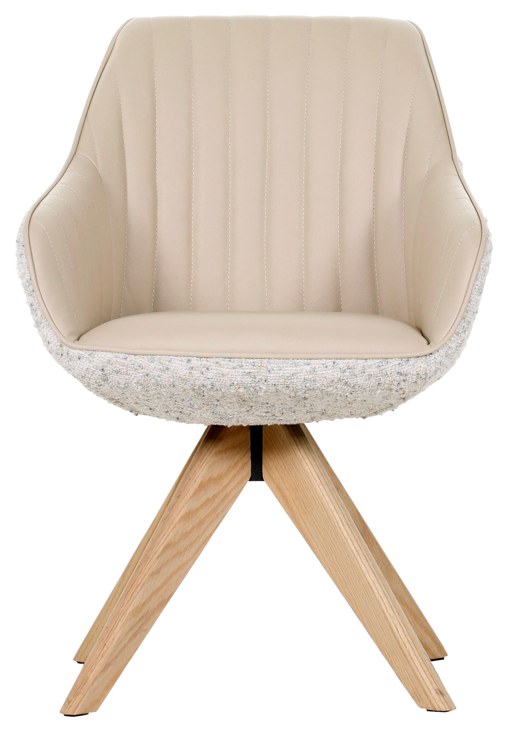ARMLEHNSTUHL  in Chenille, Lederlook  - Eichefarben/Beige, KONVENTIONELL, Holz/Textil (60/83/65cm) - home24