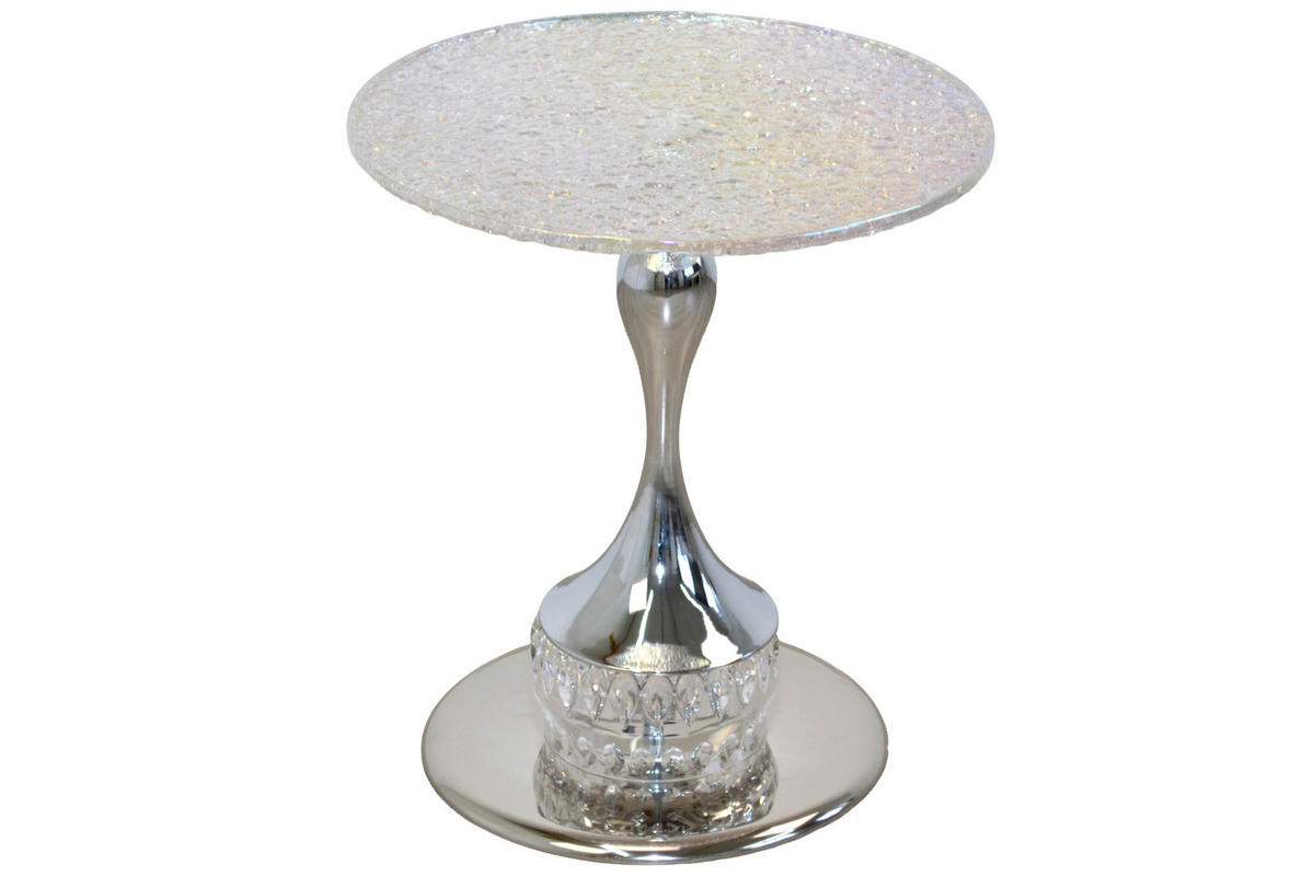 BEISTELLTISCH 45/45/51 cm Chromfarben rund  - Chromfarben, Design, Glas/Metall (45/45/51cm) - MID.YOU