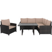 LOUNGEGARNITUR 14-teilig - Klar/Beige, Design, Glas/Kunststoff (186/143cm) - AMBIA GARDEN