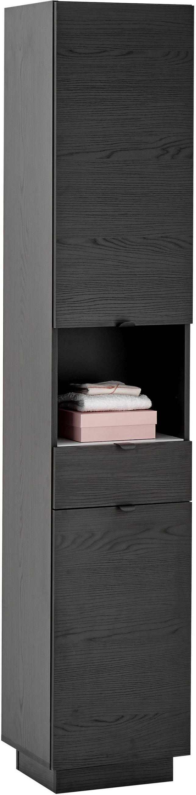 HOCHSCHRANK 38/195/32 cm  - Schwarz/Weiß, KONVENTIONELL, Holzwerkstoff/Metall (38/195/32cm) - Xora