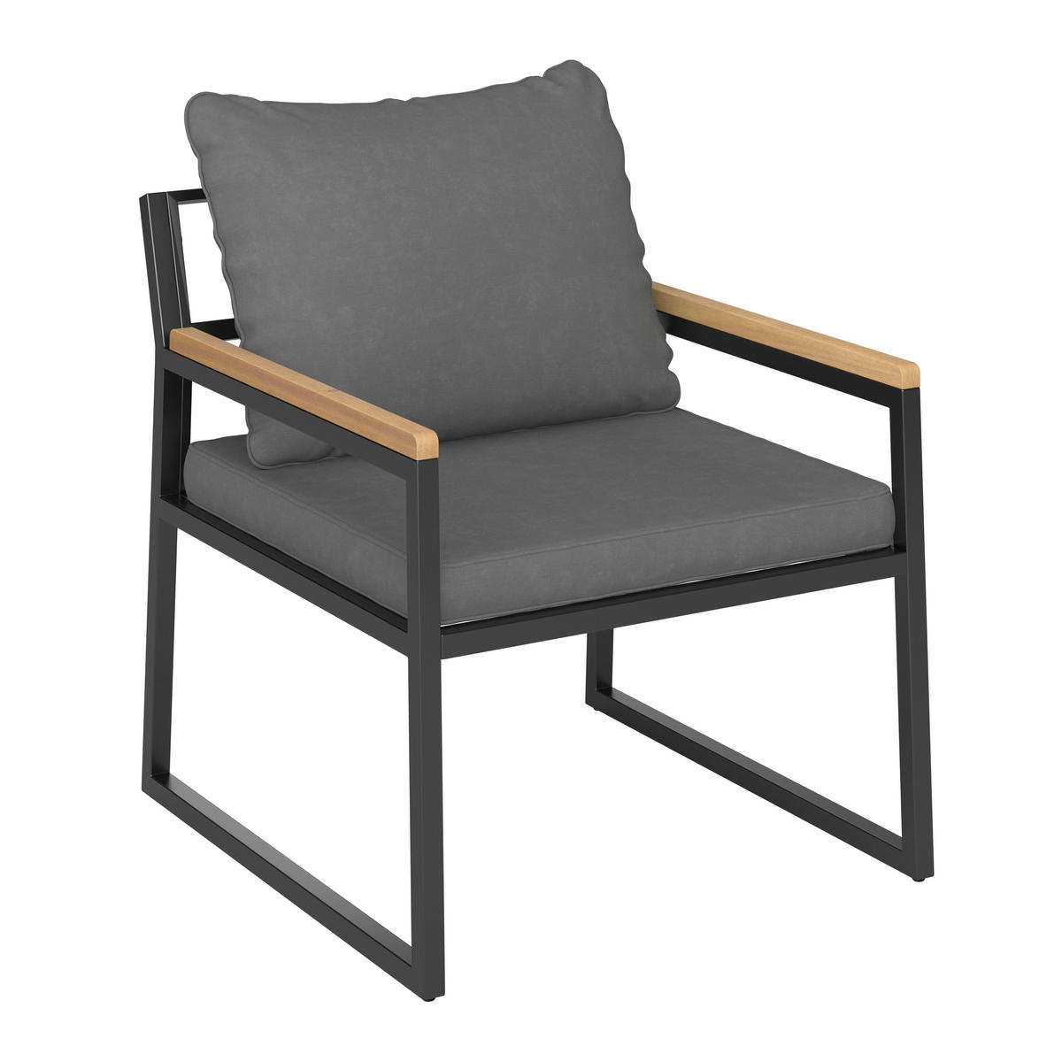 GARTENSET Webstoff Akazie Hartholz Stahl  - Schwarz/Akaziefarben, Design, Holz/Textil (262/134/69cm) - Ambia Garden