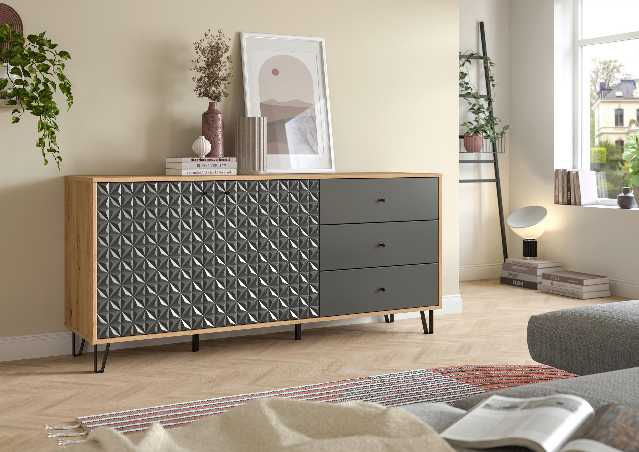 SIDEBOARD  in 170/76/40 cm  - Anthrazit/Schwarz, Design, Holzwerkstoff/Kunststoff (170/76/40cm) - Livetastic
