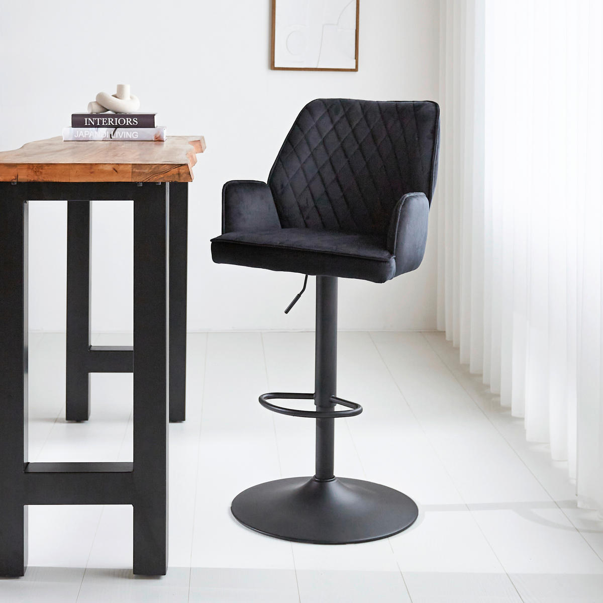 SADA BAROVÝCH STOLIČIEK 2 kus - čierna, Modern, kov/textil (54/100/58cm) - MID.YOU