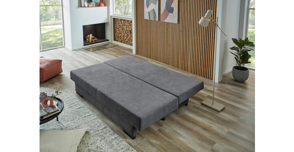 SCHLAFSOFA Webstoff Grau Rückenkissen, Armlehnenkissen, Bettkasten, Schlaffunktion, Rücken echt, Liegefläche im Originalstoff  - Schwarz/Grau, KONVENTIONELL, Kunststoff/Textil (190/80/83cm) - Carryhome