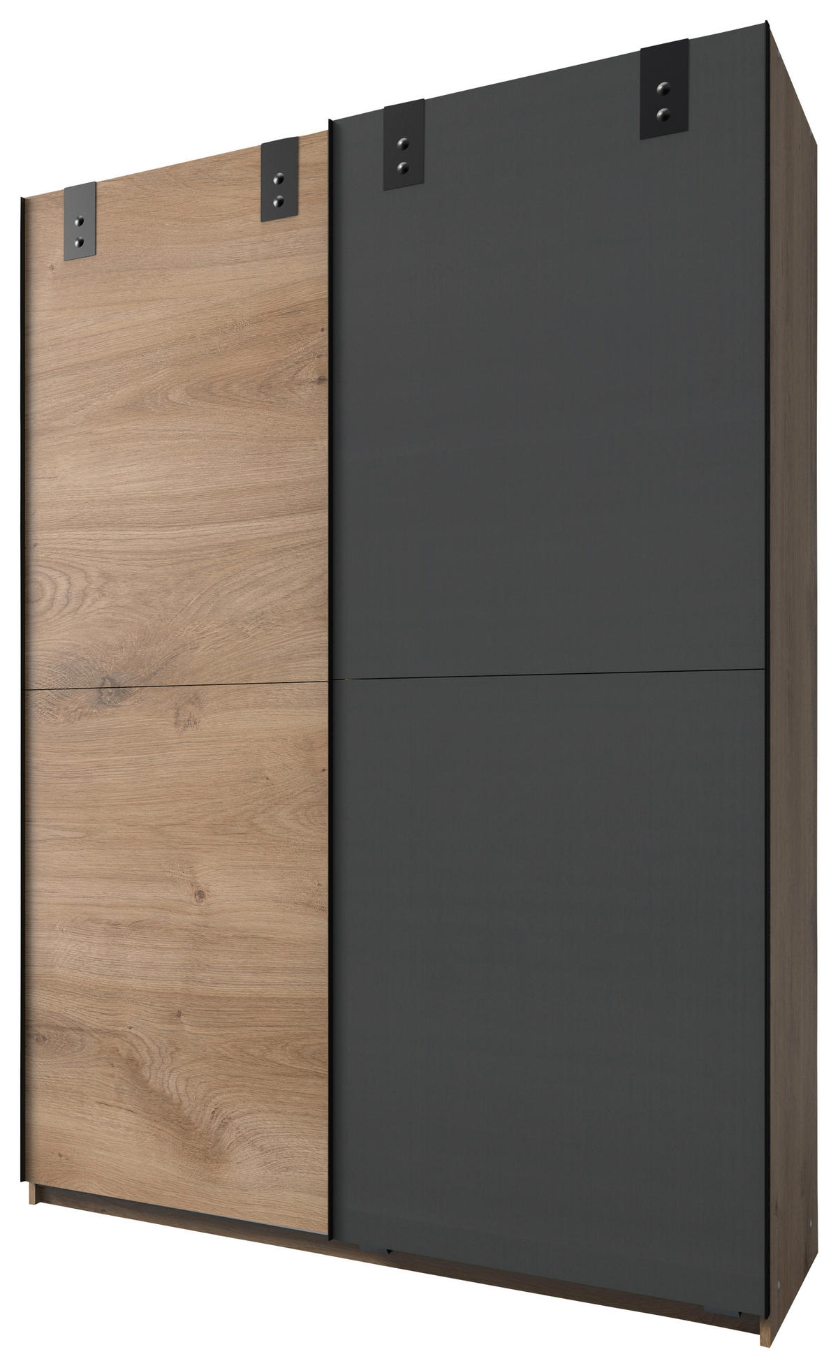 SCHWEBETÜRENSCHRANK 135/198/64 cm 2-türig Graphitfarben, Eichefarben  - Eichefarben/Graphitfarben, Basics, Holzwerkstoff (135/198/64cm) - MID.YOU
