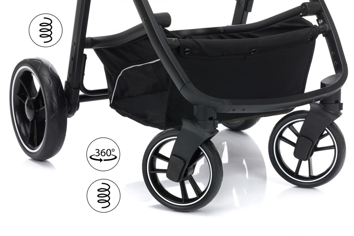 DEČJA KOLICA - SET  JAGUAR  - tamnosiva/crna, Osnovno, tekstil/metal - JAGUAR