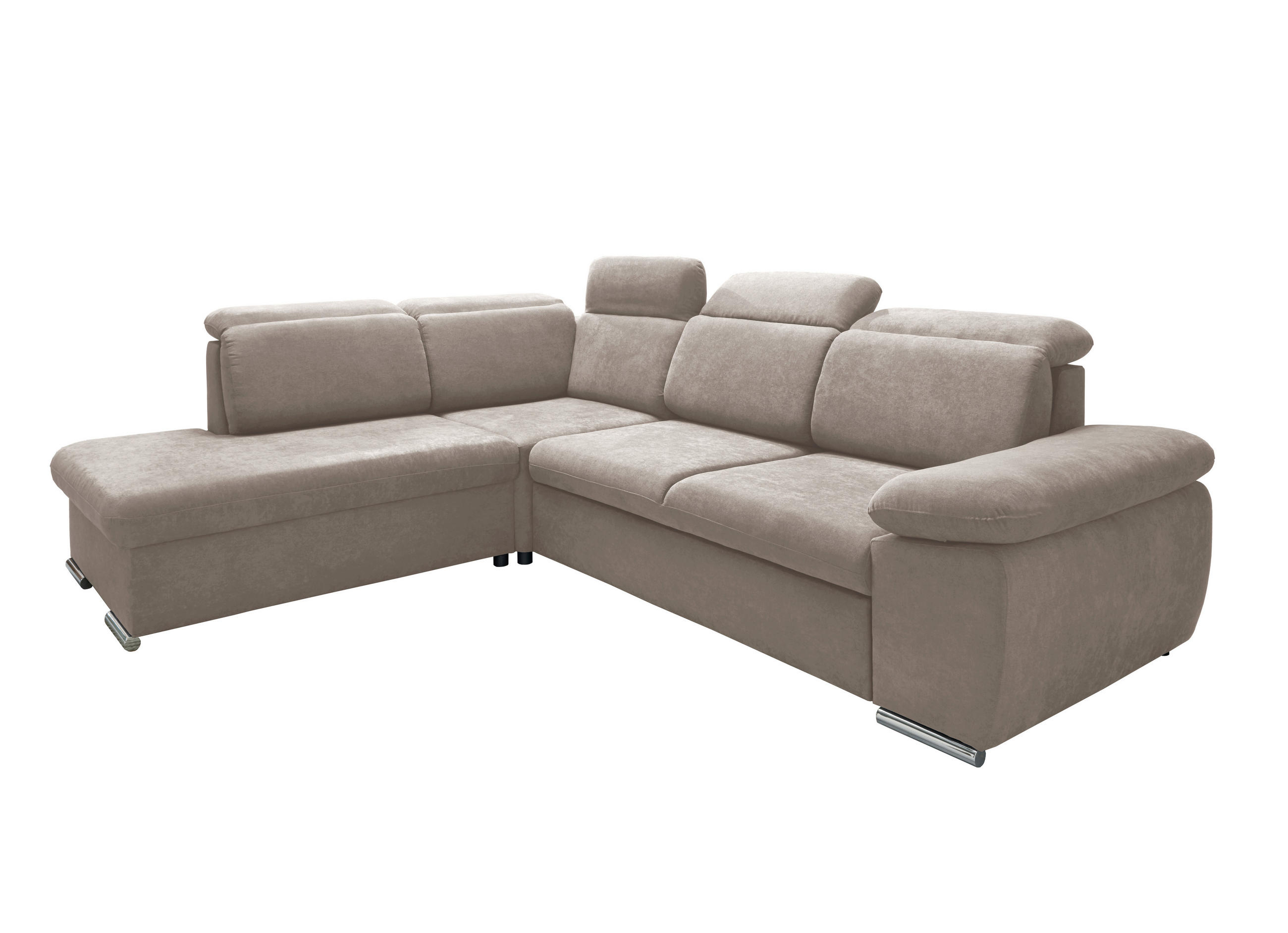 ECKSOFA in Mikrofaser Taupe - Taupe/Chromfarben, Design, Textil/Metall (228/283cm) - Livetastic
