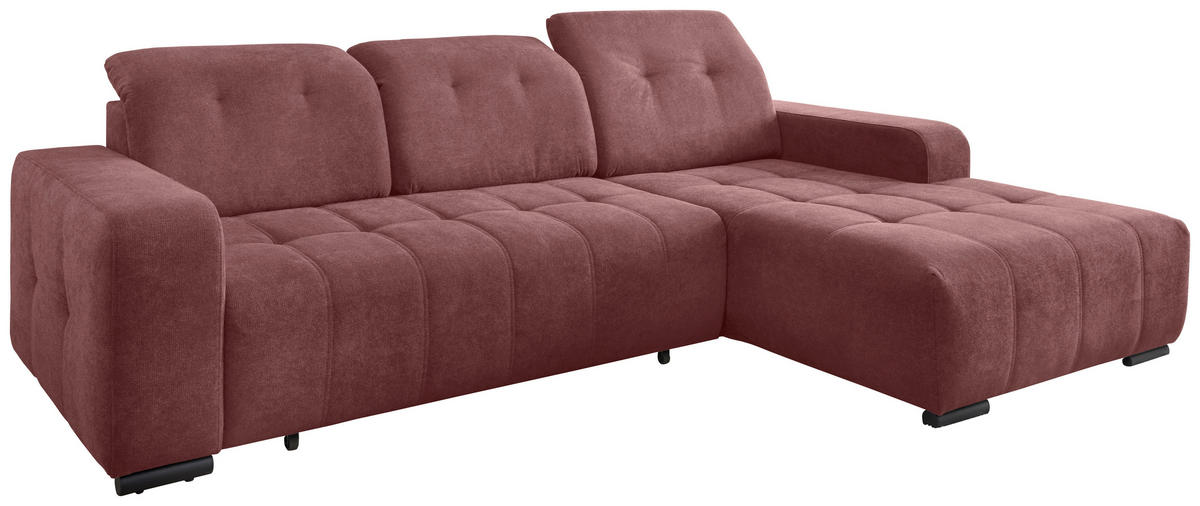 ECKSOFA VICARI Rosa Mikrofaser Kopfteilverstellung, Sitzvorzug  - Schwarz/Rosa, MODERN, Textil/Metall (292/185cm) - Livetastic