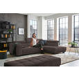 ECKSOFA in Mikrofaser Braun  - Schwarz/Braun, Design, Textil/Metall (301/207cm) - Xora