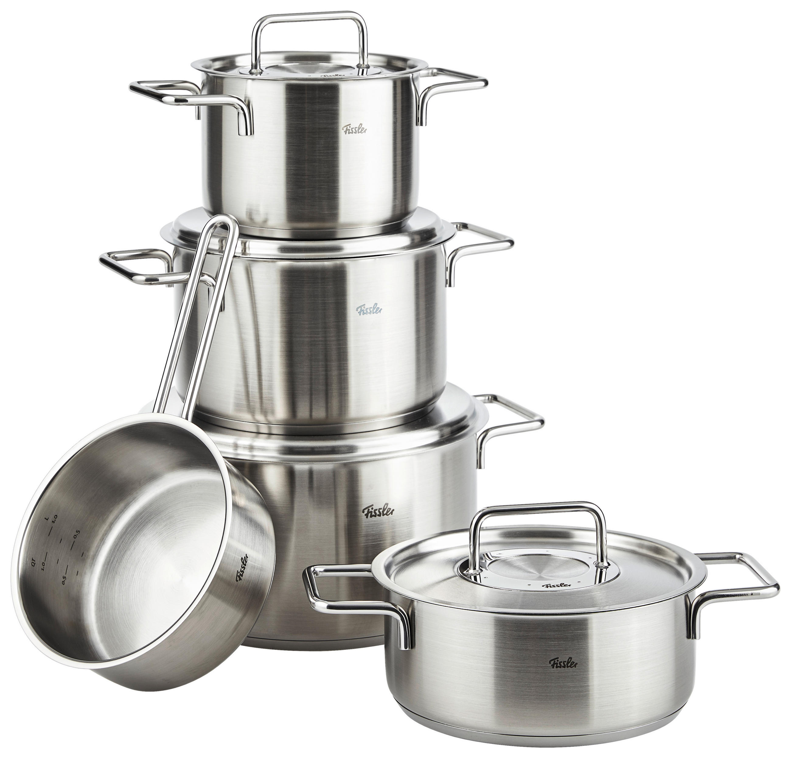 KOCHTOPFSET Pure 5-teilig  - Silberfarben, Basics, Metall - Fissler