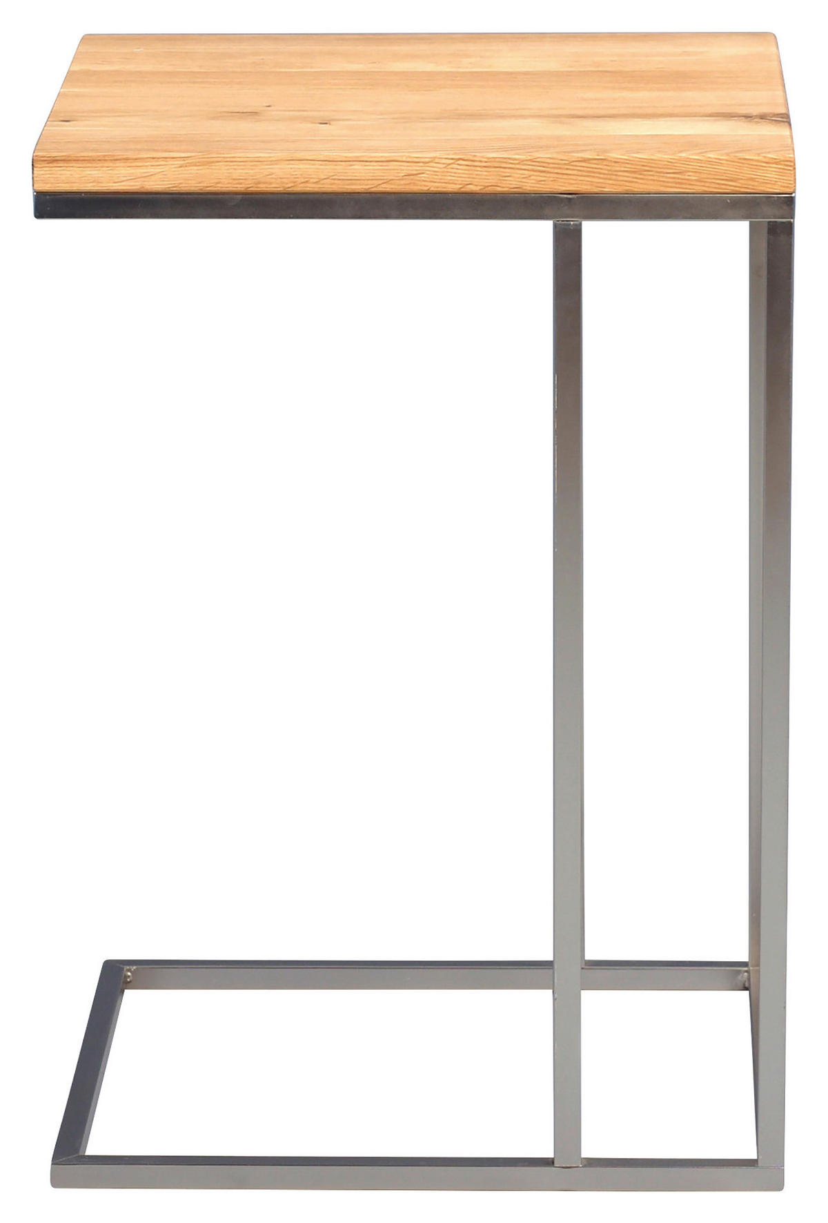 BEISTELLTISCH 38/43/62 cm Wildeiche massiv Eichefarben, Edelstahlfarben rechteckig  - Edelstahlfarben/Eichefarben, Design, Holz/Metall (38/43/62cm)