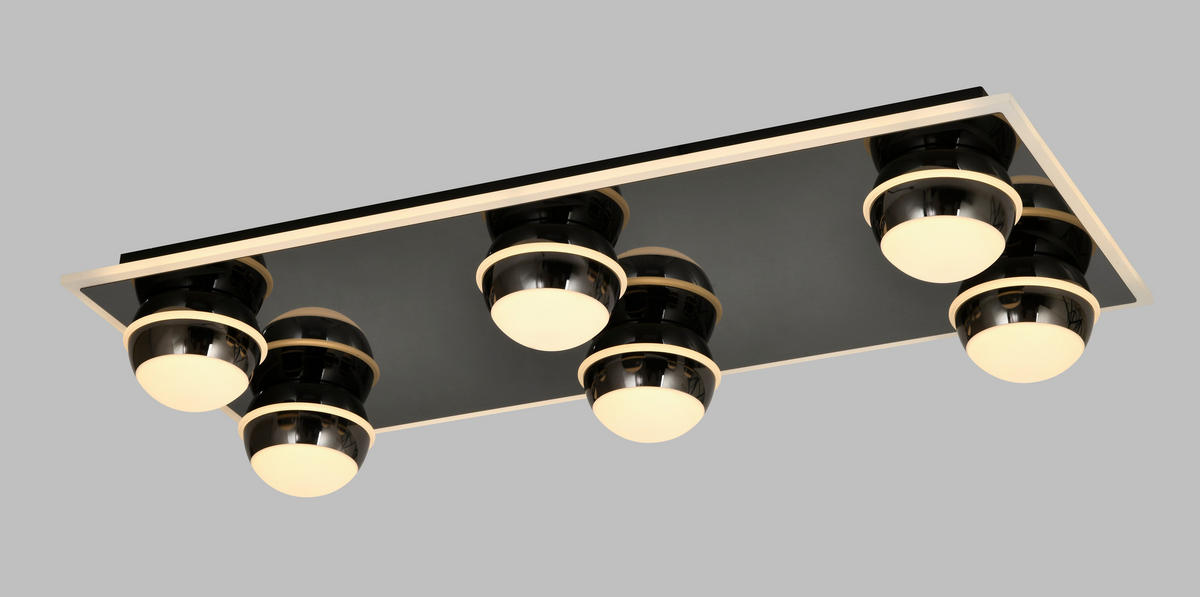 LED-DECKENLEUCHTE Biarritz 74/32/12,5 cm  - Schwarzchrom, Design, Kunststoff/Metall (74/32/12,5cm)