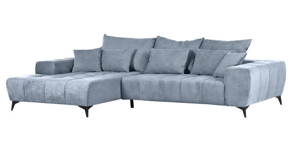 ECKSOFA Blau Flachgewebe  - Blau/Schwarz, KONVENTIONELL, Textil/Metall (205/300cm) - Carryhome