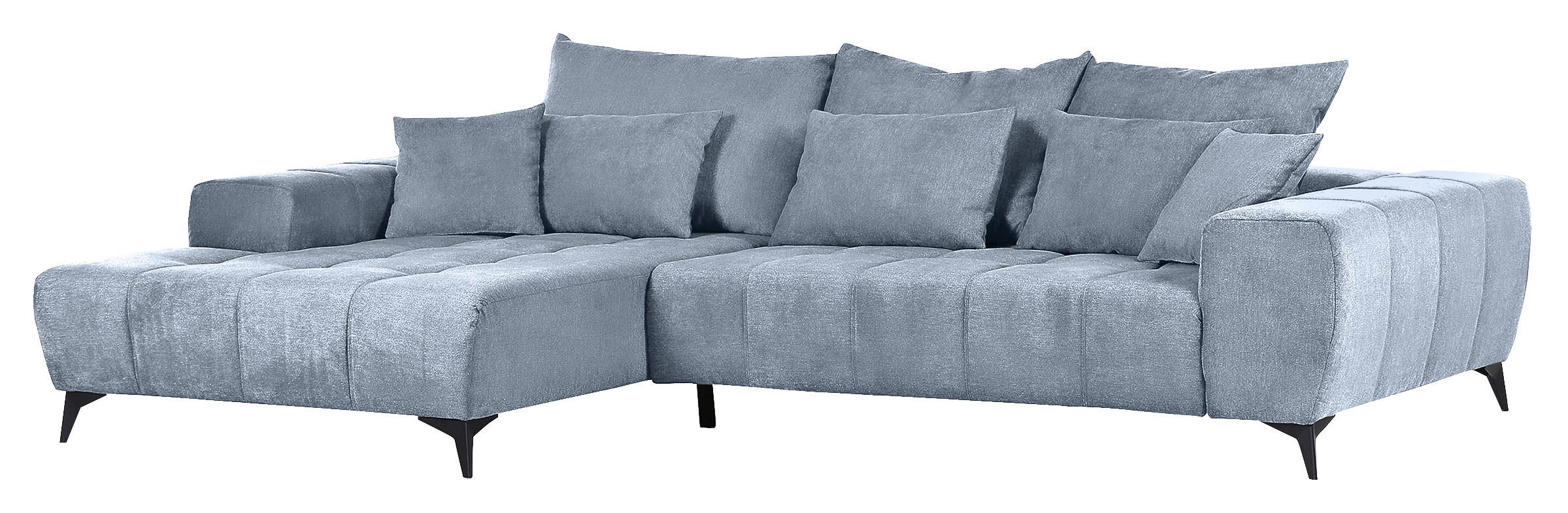 ECKSOFA Blau Flachgewebe  - Blau/Schwarz, KONVENTIONELL, Textil/Metall (205/300cm) - Carryhome