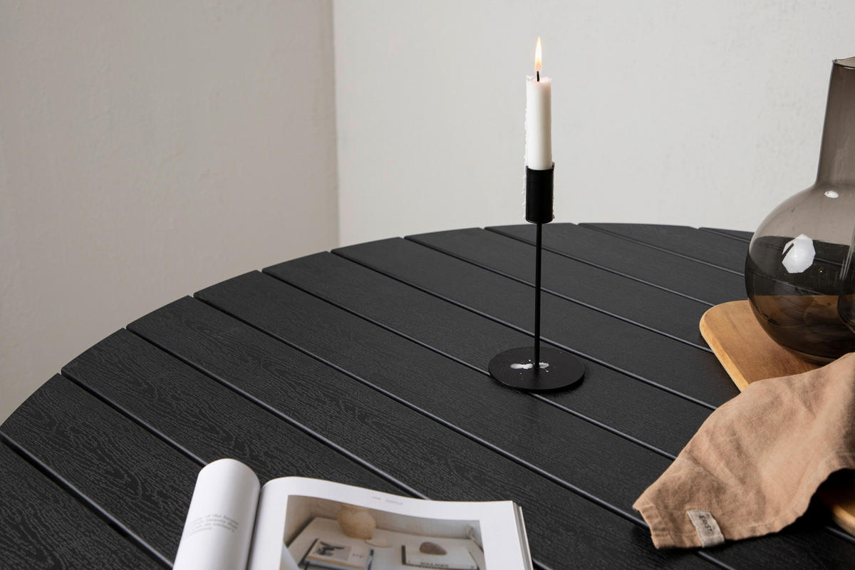 GARTENTISCH Metall, Kunststoff Schwarz rund  - Schwarz, KONVENTIONELL, Kunststoff/Metall (120/74cm) - Gardenson