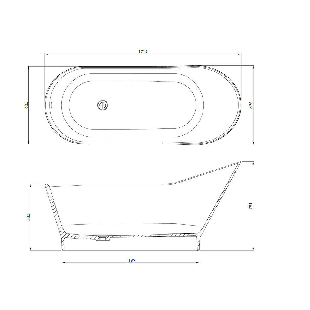 Thumbnail - Dieter Knoll Badewanne Novella, Weiß, Stein, 171.9x78.1x69.9 cm, komfortable Liegeposition, Badezimmer, Baden & Duschen,...