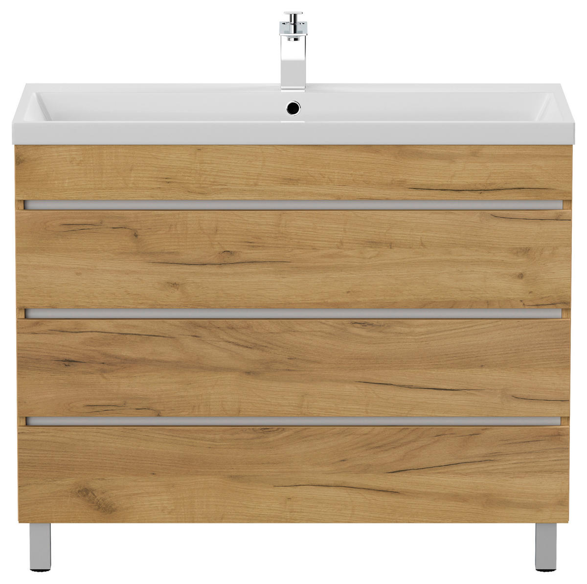 WASCHTISCHKOMBI 100 cm  - Eichefarben/Weiß, Basics, Holzwerkstoff/Stein (100cm) - MID.YOU