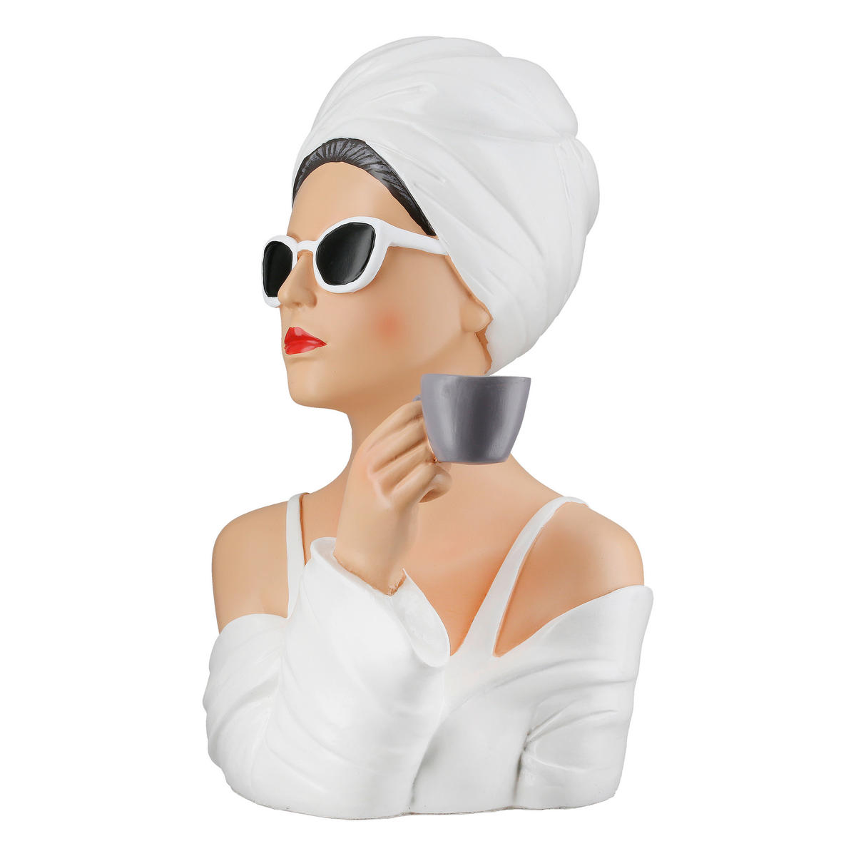 SKULPTUR - Beige/Weiß, Trend, Kunststoff (19/28/16,5cm) - Ambia Home