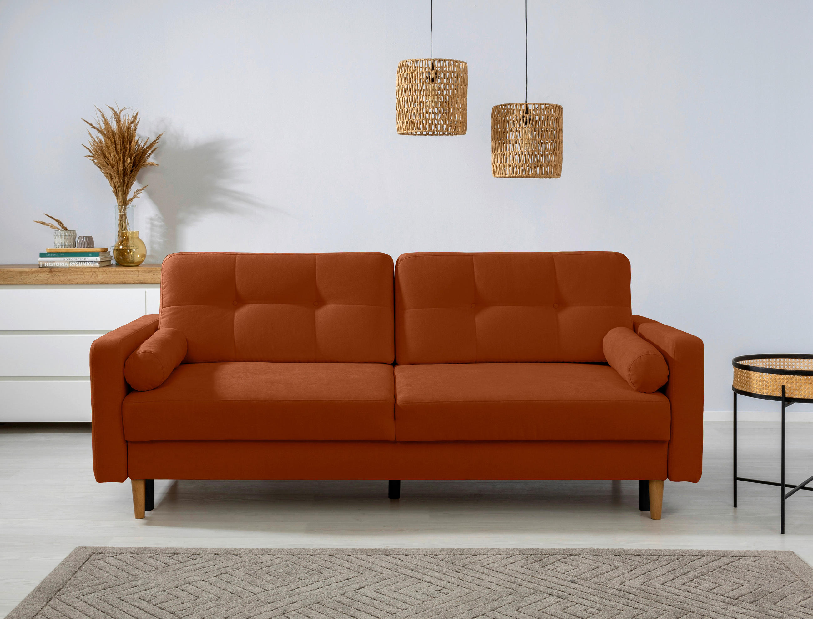 SCHLAFSOFA in Terracotta  - Buchefarben/Terracotta, Design, Holz/Textil (222/93/99cm) - MID.YOU