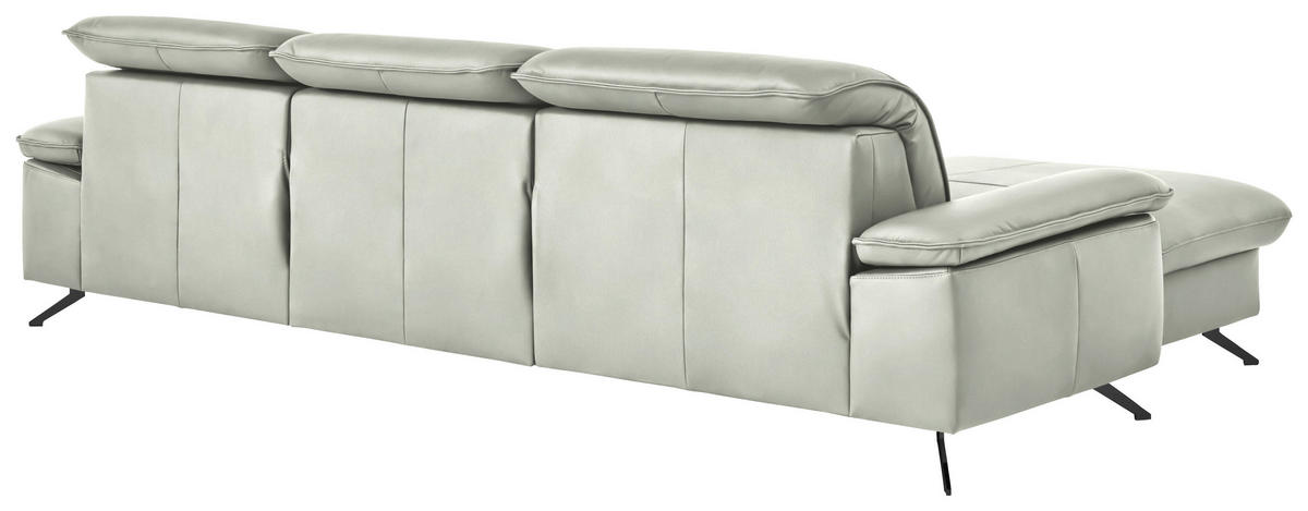 ECKSOFA  Echtleder Silberfarben  - Silberfarben/Schwarz, Design, Leder/Metall (169/307cm) - Beldomo Premium