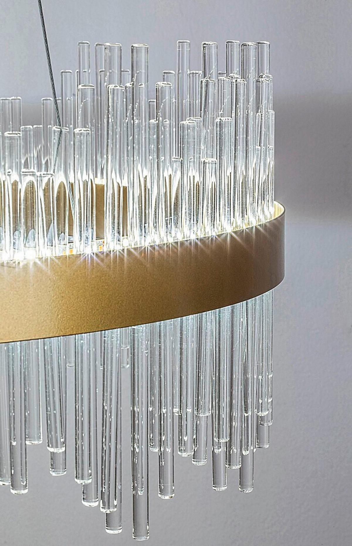 VISEČA LED-SVETILKA  Mabel /2480 lm/3000/4000/6000 K// - zlate barve/prozorno, Design, kovina/steklo (58/100cm)