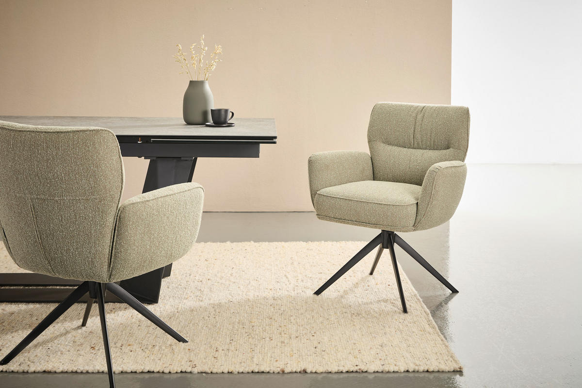 ARMLEHNSTUHL  in Eisen Leinenoptik  - Schwarz/Grün, Design, Textil/Metall (67/86/68cm) - Novel