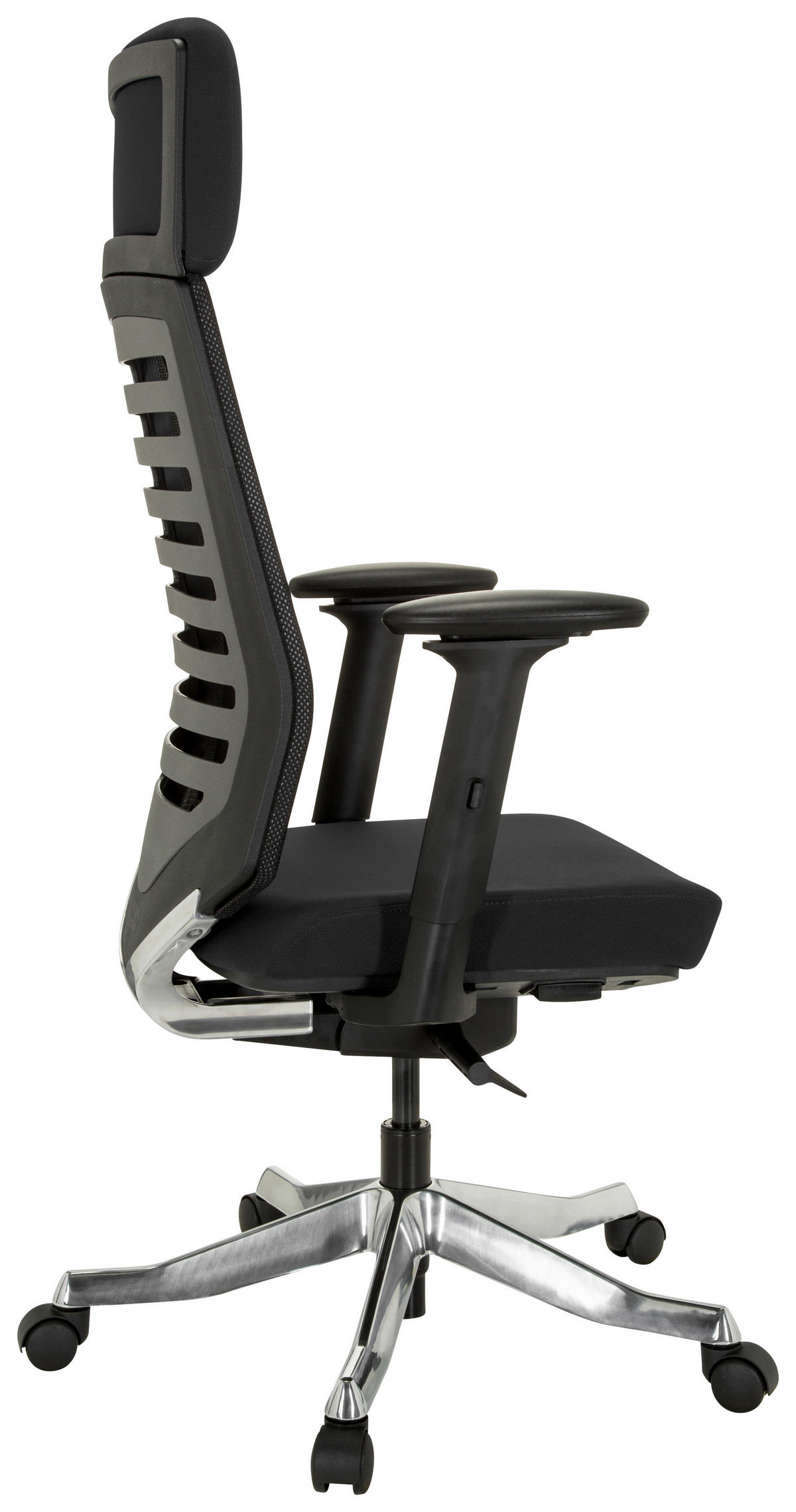 SNURRSTOL  i nätklädsel, flatväv svart  - aluminiumfärg/svart, Modern, metall/textil (68/119/55cm) - MID.YOU