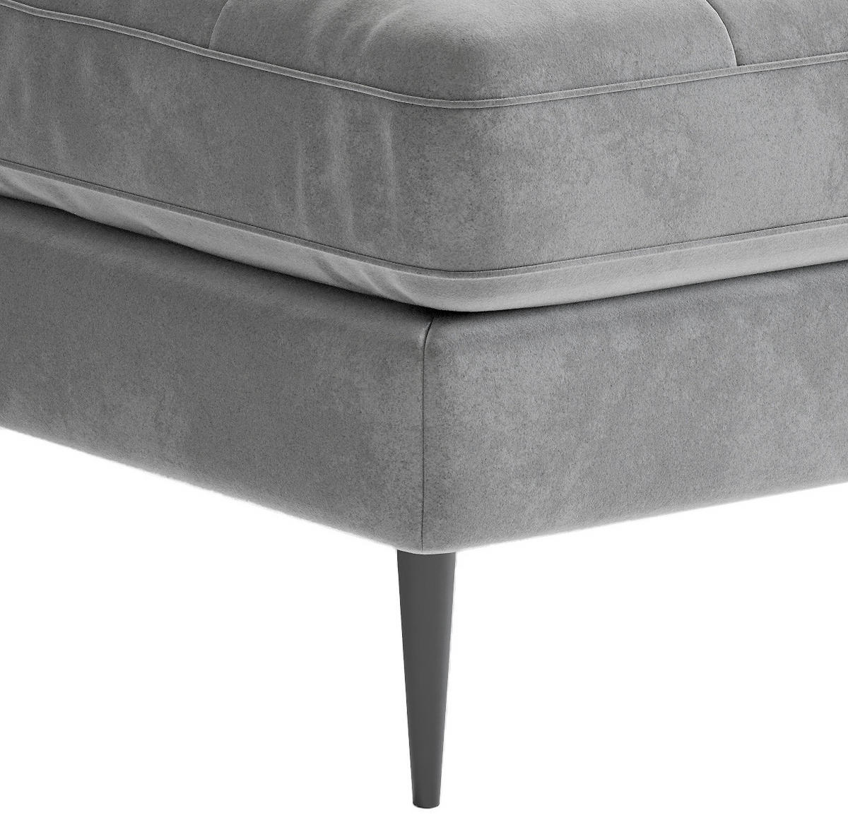 ECKSOFA in Flachgewebe Blaugrau  - Edelstahlfarben/Anthrazit, Design, Textil/Metall (259/205cm) - Livetastic
