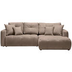 ECKSOFA in Chenille Hellbraun  - Hellbraun/Schwarz, MODERN, Kunststoff/Textil (276/172cm) - Hom`in