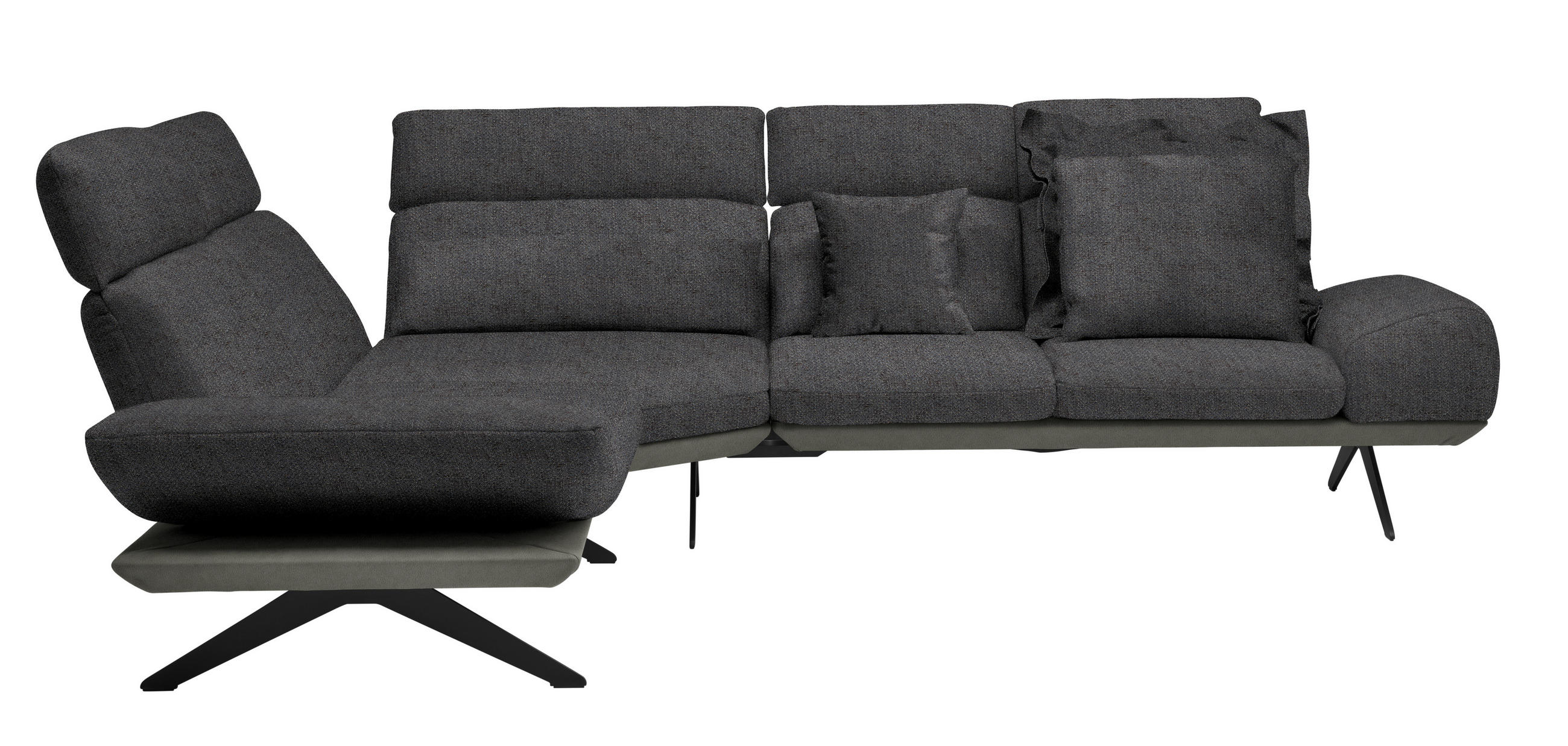 ECKSOFA  in Chenille, Flachgewebe Dunkelbraun, Schwarzbraun  239/270 cm  - Schwarzbraun/Dunkelbraun, Design, Textil/Metall (239/270cm) - Koinor