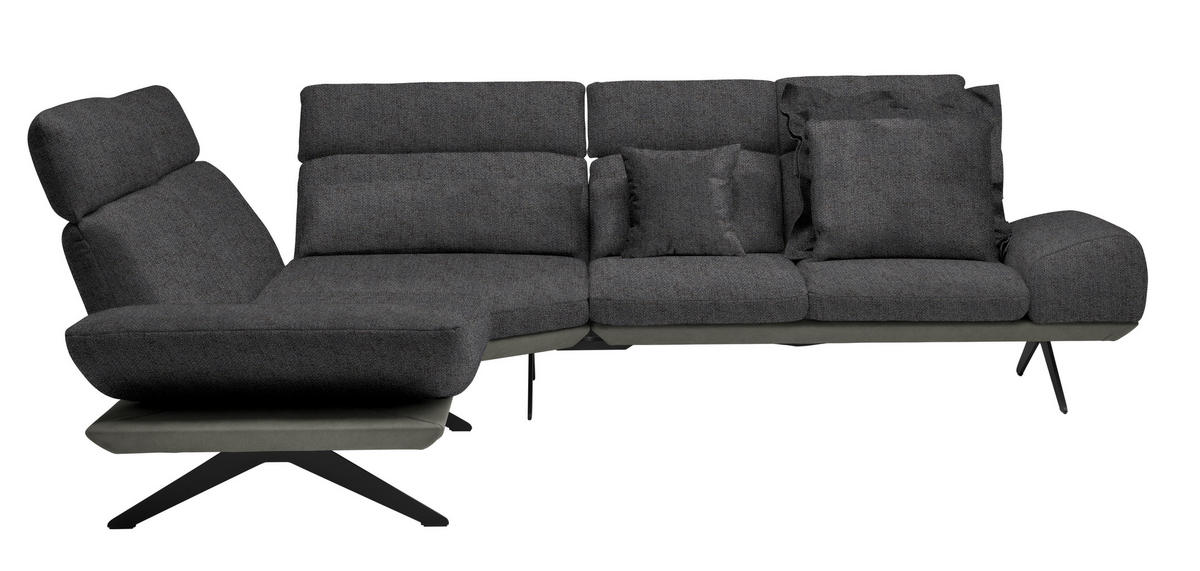 ECKSOFA  in Chenille, Flachgewebe Dunkelbraun, Schwarzbraun  239/270 cm  - Schwarzbraun/Dunkelbraun, Design, Textil/Metall (239/270cm) - Koinor
