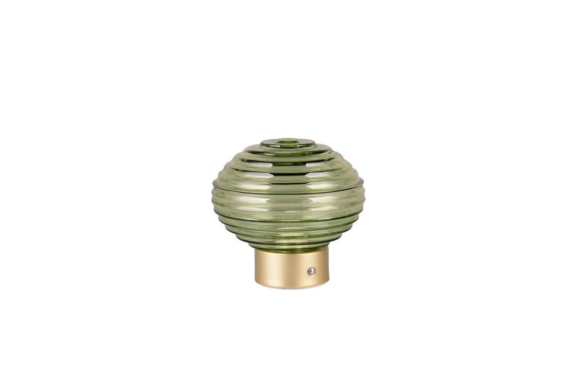 AKKU-TISCHLEUCHTE - Messingfarben/Grün, Konventionell, Glas/Metall (15,5/14,5cm)