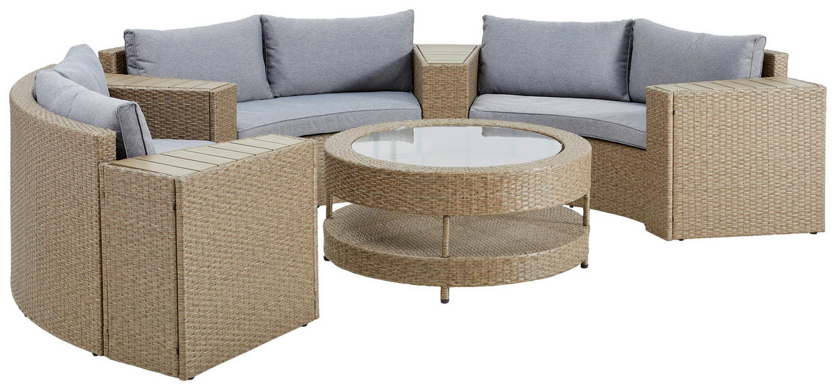 LOUNGEGARNITUR Stahl  - Braun/Grau, MODERN, Glas/Kunststoff (60/36/69cm) - Ambia Garden