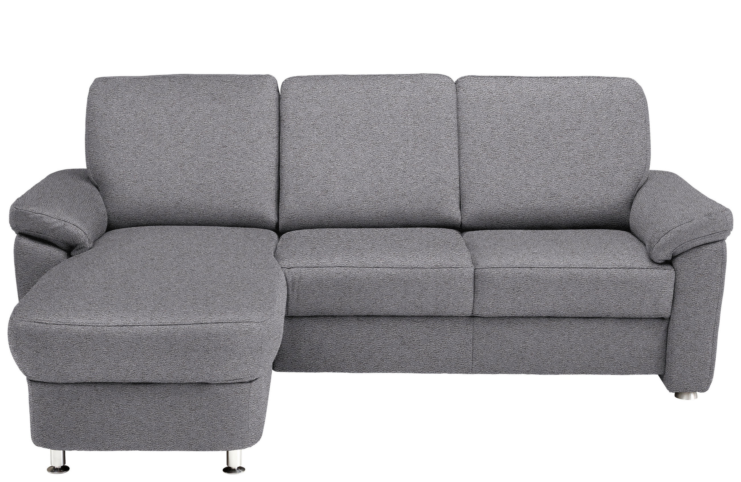 ECKSOFA in Flachgewebe Grau  - Chromfarben/Grau, Konventionell, Textil/Metall (163/220cm) - Beldomo System