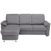 ECKSOFA in Flachgewebe Grau  163/220 cm  - Chromfarben/Grau, KONVENTIONELL, Textil/Metall (163/220cm) - Beldomo System