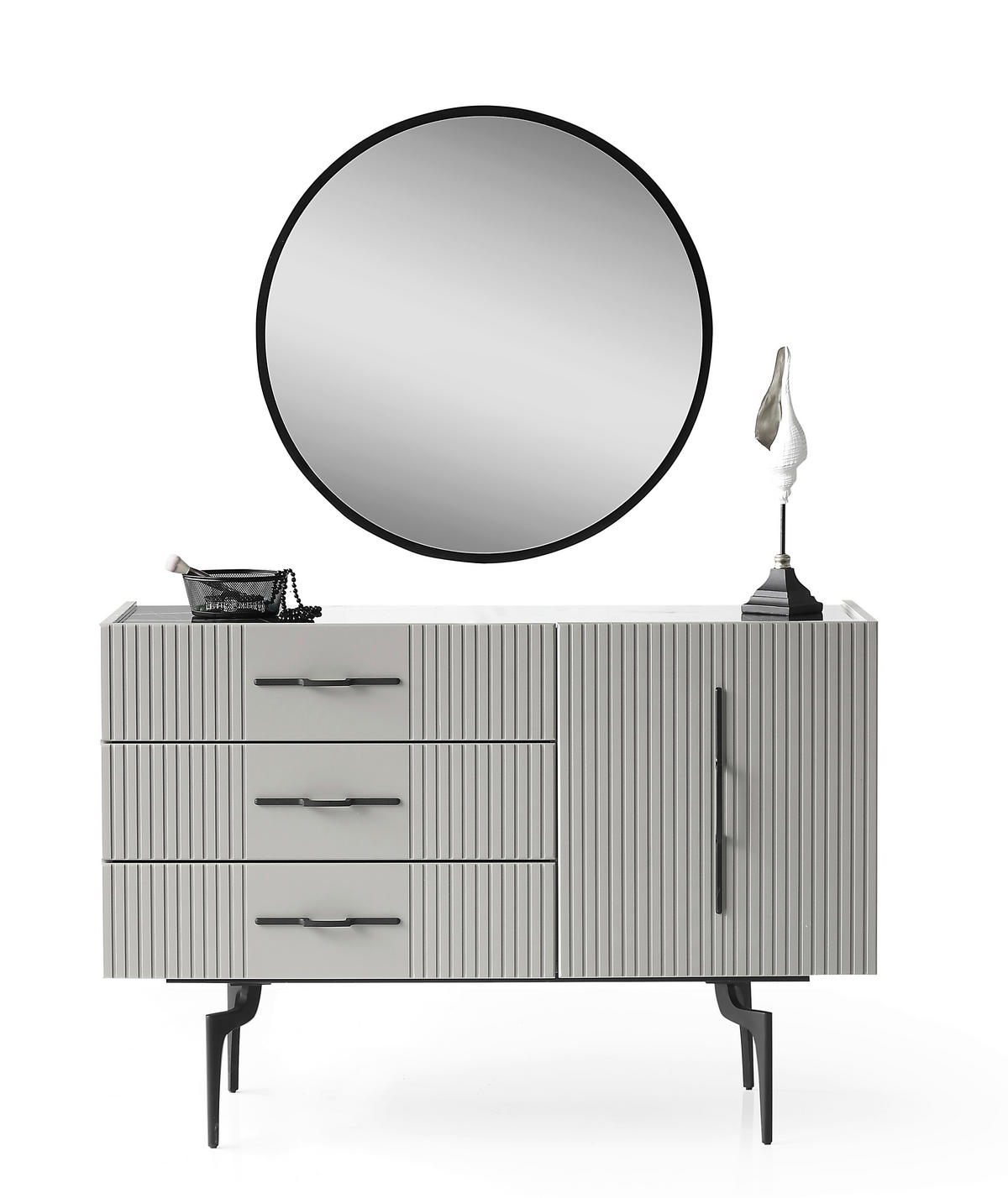 Comodă 117/79/44 cm  - negru/gri, Design, metal/material pe bază de lemn (117/79/44cm) - Novel