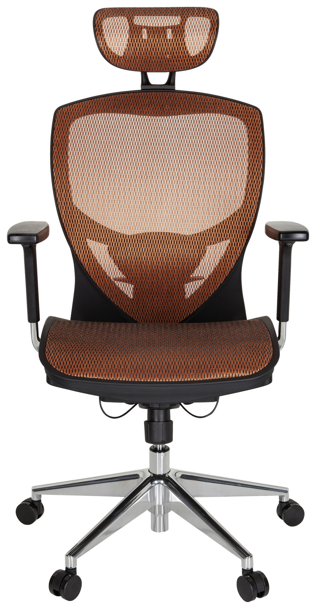 DREHSTUHL Netzbespannung Orange, Schwarz  - Silberfarben/Schwarz, Basics, Kunststoff/Textil (61/148/48cm) - MID.YOU