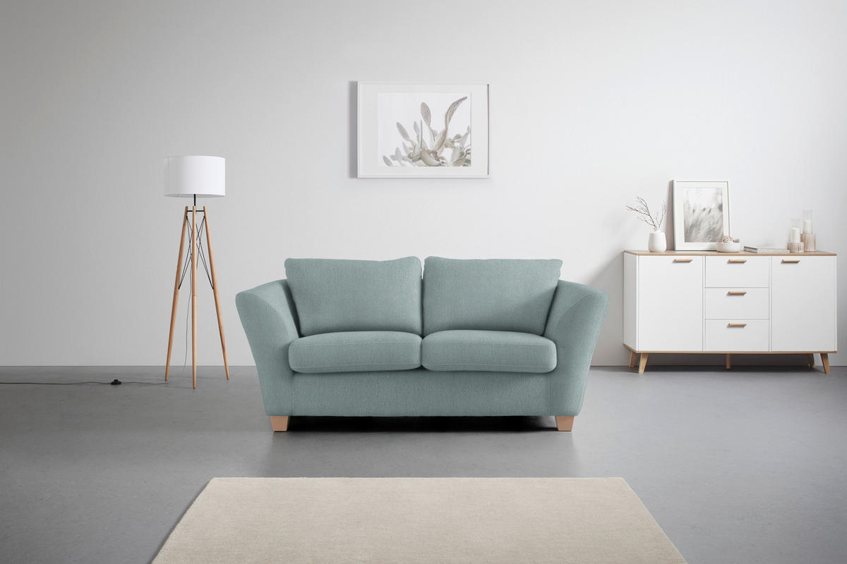 2-SITZER-SOFA in Chenille Petrol  - Petrol/Naturfarben, Holz/Textil (190/70-85/95cm) - MID.YOU