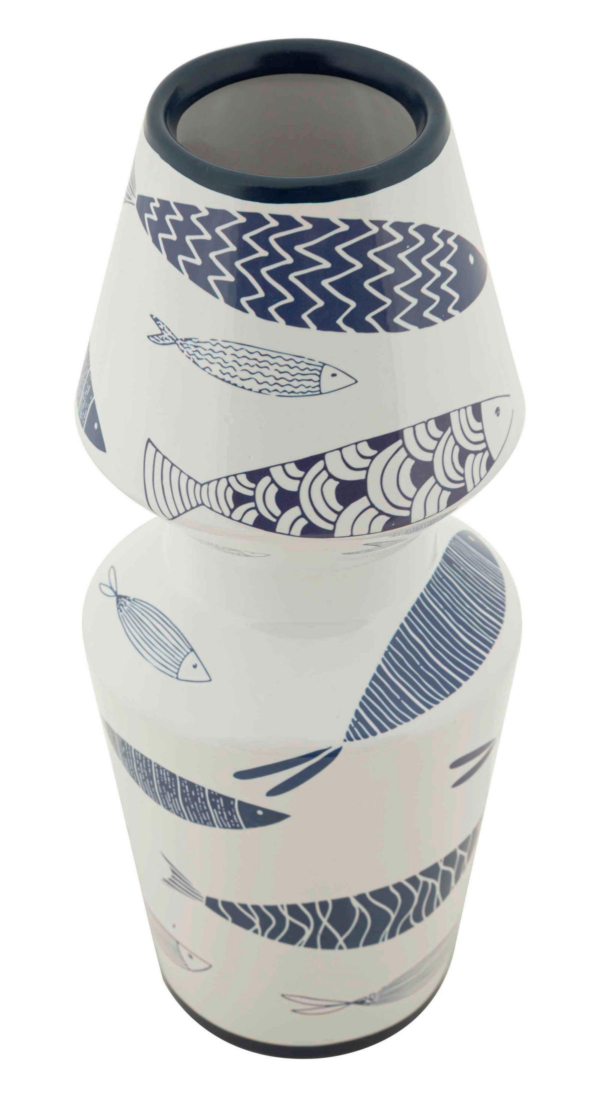 VASE  - Blau/Weiß, Basics, Keramik (14/34/14cm)