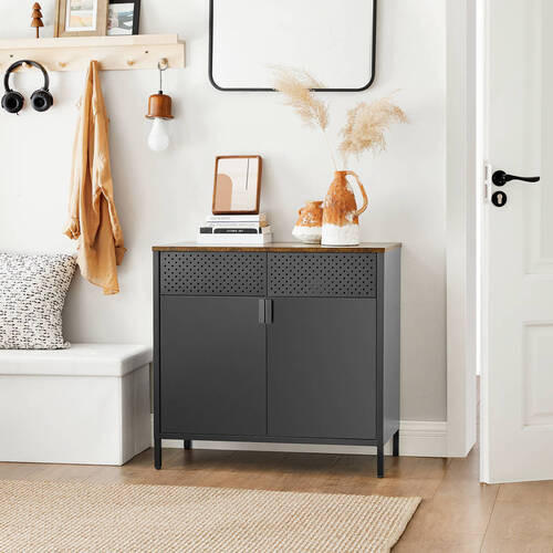 KOMMODE Schwarz  80/76/40 cm  - Schwarz/Braun, Trend, Holzwerkstoff/Metall (80/76/40cm) - Boxxx