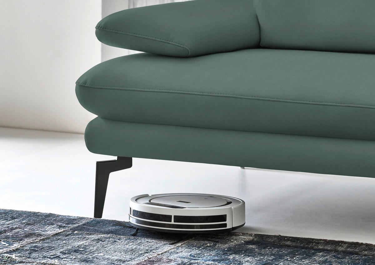 3-SITZER-SOFA in Echtleder Opal  - Opal/Schwarz, Design, Leder/Metall (222/86/104cm) - Dieter Knoll