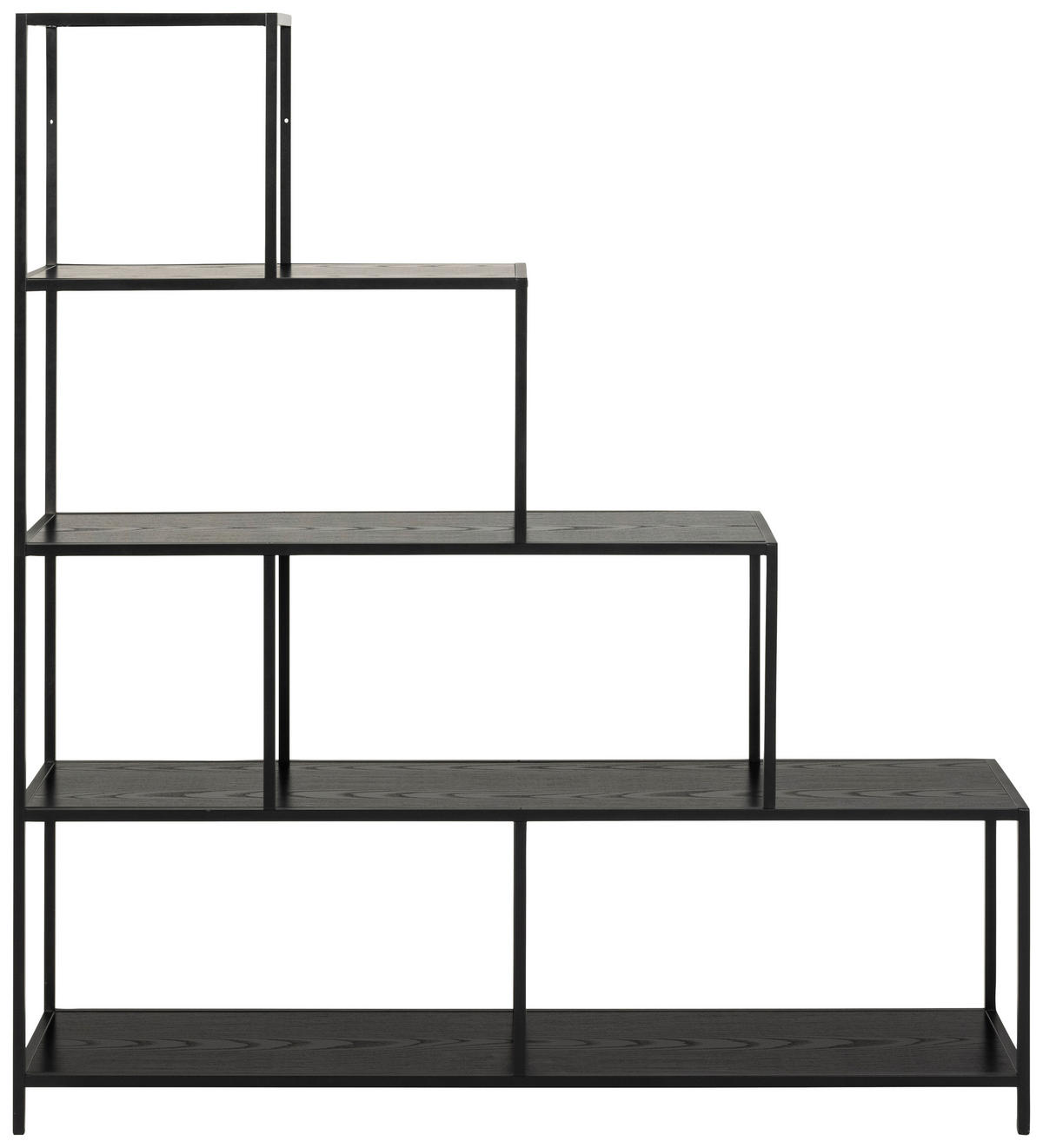 REGAL 135/150/35 cm črna  - črna, Trend, kovina/leseni material (135/150/35cm) - Carryhome