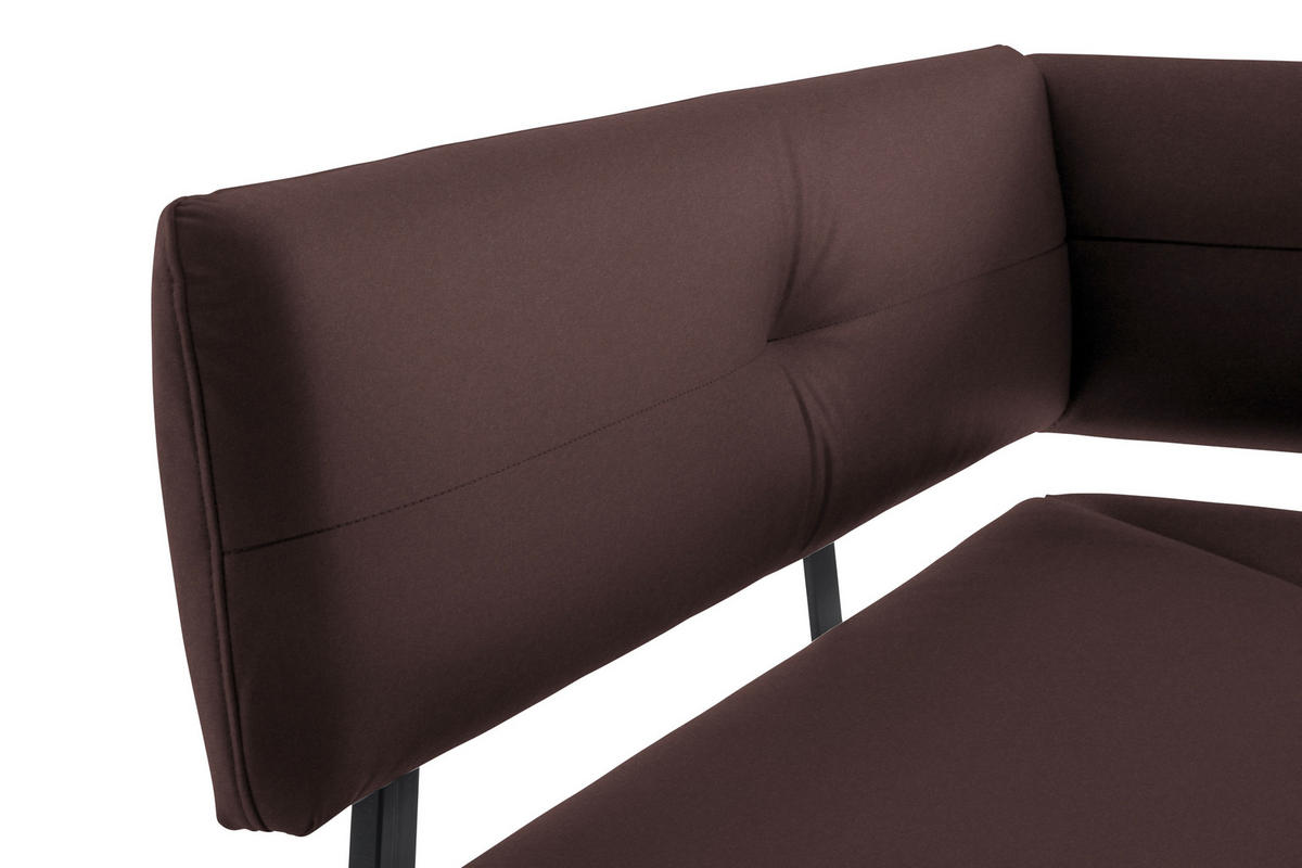 ECKBANK in Metall, Textil Dunkelbraun  - Dunkelbraun/Schwarz, Modern, Textil/Metall (150/190cm) - Cantus