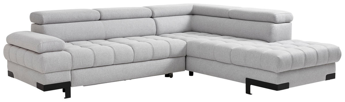 ECKSOFA Silberfarben Webstoff  - Silberfarben/Schwarz, MODERN, Textil/Metall (263/223cm) - Welnova