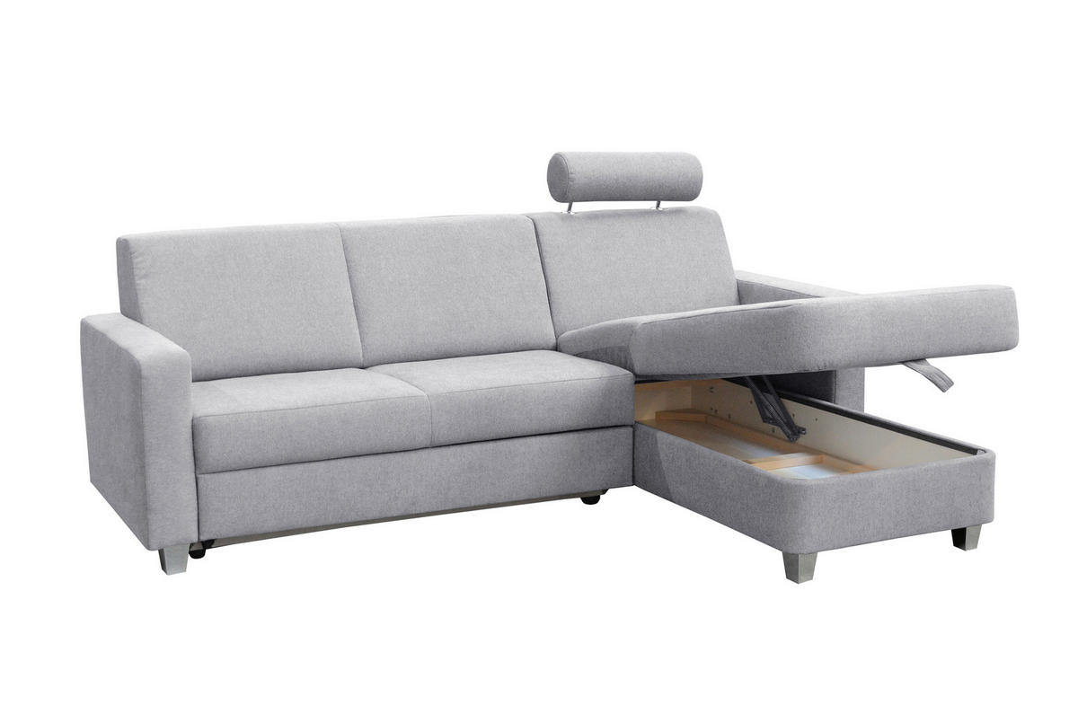 SAROKKANAPÉ textil szürke  - króm/szürke, Basics, textil (228/165cm) - Xora