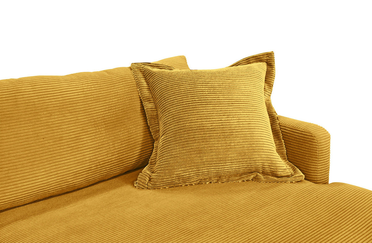 ECKSOFA JOKER Senfgelb Cord  - Senfgelb/Schwarz, Design, Textil/Metall (268/193cm) - P & B