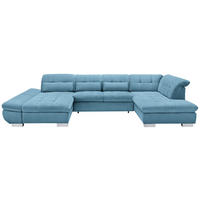 WOHNLANDSCHAFT in Mikrofaser Pastellblau  - Chromfarben/Pastellblau, Design, Kunststoff/Textil (204/350/211cm) - Xora