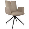 ARMLEHNSTUHL  Sitzfläche 360° drehbar, automatische Rückholfunktion Bouclé Echtleder  - Beige/Schwarz, Design, Leder/Holz (62/87/63cm) - Valnatura
