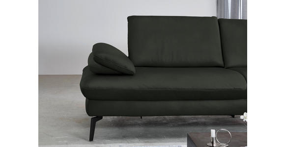 ECKSOFA in Echtleder Dunkelgrün  - Dunkelgrün/Schwarz, Design, Leder/Metall (325/157cm) - Dieter Knoll